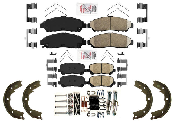 Front Rear Disc Brake Pads & Parking Shoes for Honda Pilot 2012 2013 2014 2015