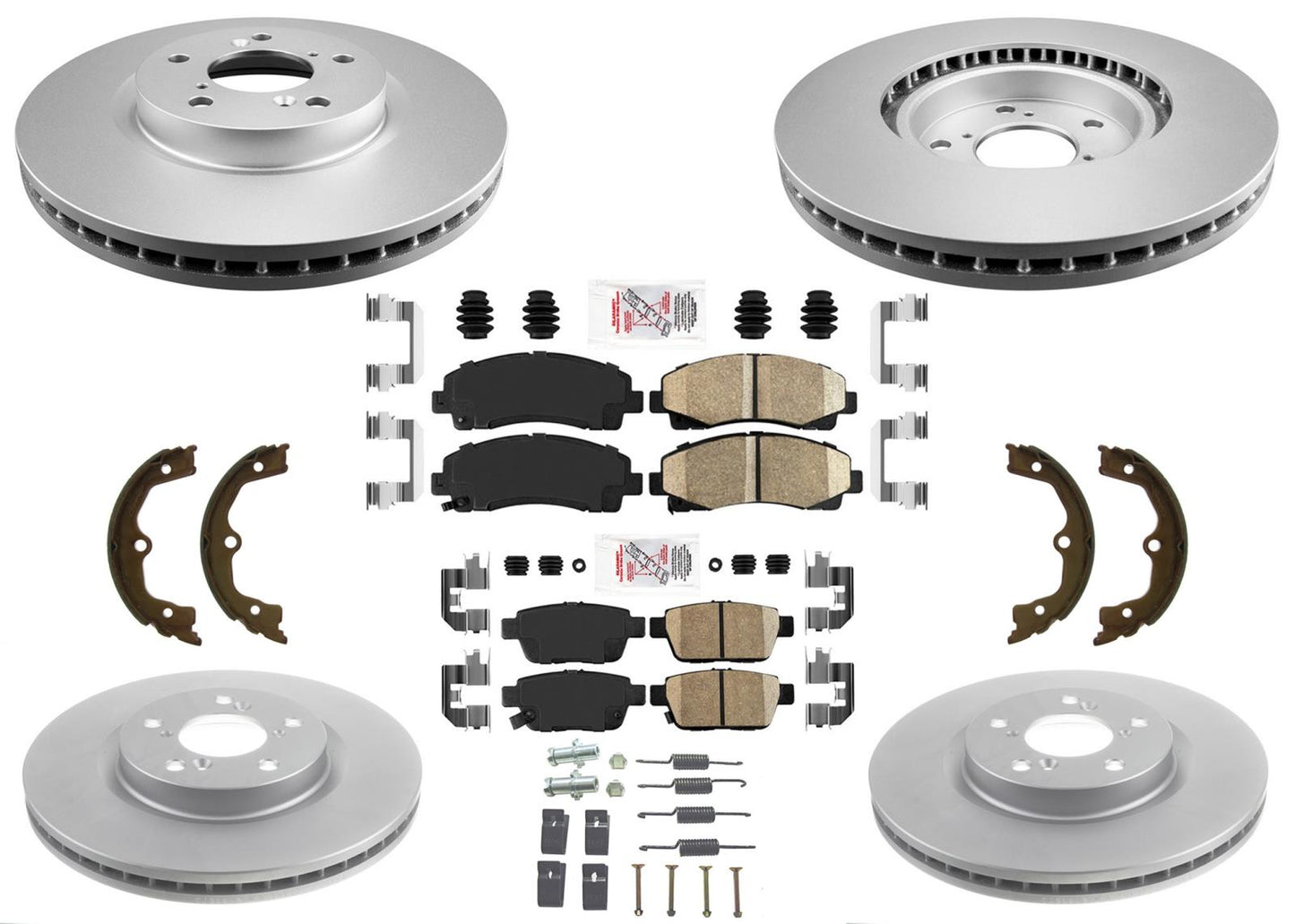 F&R Coated Brake Rotors Ceramic Pads For Acura TL 2009 2010 2011 2012 2013 2014