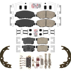 Front & Rear Ceramic Disc Brake Pads Hardware For Honda CR-V CRV 2002 2003 2004