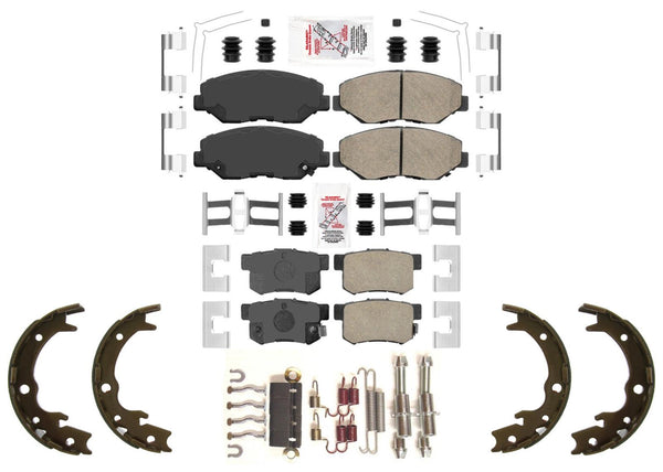 Front & Rear Ceramic Disc Brake Pads Hardware For Honda CR-V CRV 2002 2003 2004