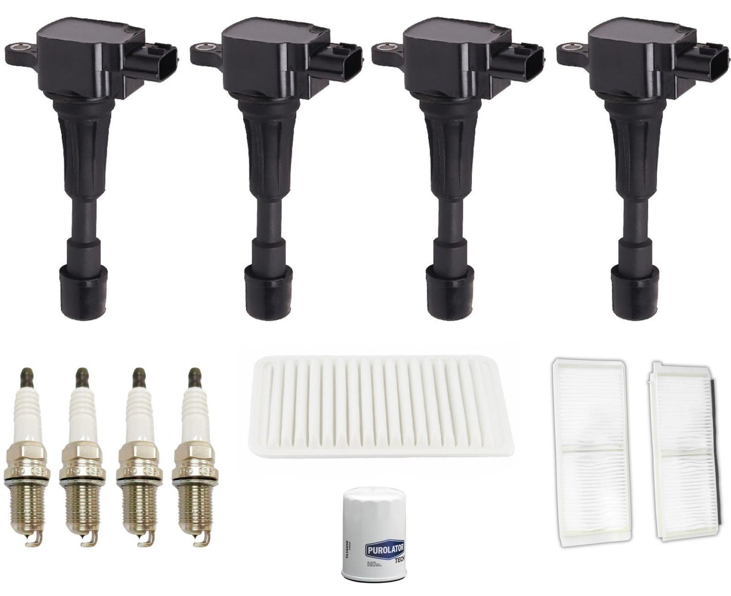 Ignition Coils Spark Plugs Air Cabin & Oil Filters For Mazda 2 1.5L 2011-2014