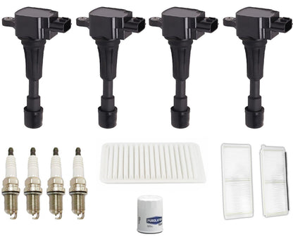 Ignition Coils Spark Plugs Air Cabin & Oil Filters For Mazda 2 1.5L 2011-2014