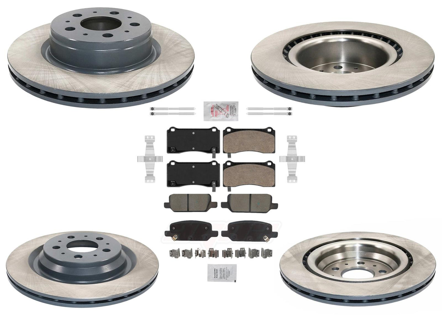 F&R Coated Brake Rotors Ceramic Pads For Tesla 3 2017-2024 320MM Grey Caliper