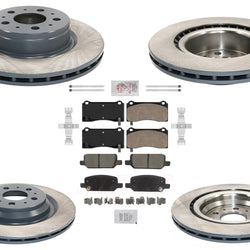 F&R Coated Brake Rotors Ceramic Pads For Tesla 3 2017-2024 320MM Grey Caliper