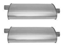 (2) 8 3/4" Oval Universal Muffler 21" OAL 1.75ID 1.75ID Offset Center