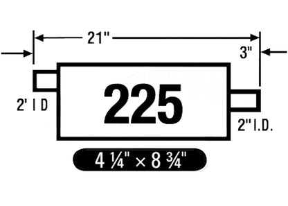 (2) 8 3/4" Oval Universal Muffler 21" OAL 2.00ID 2.00ID Offset Center