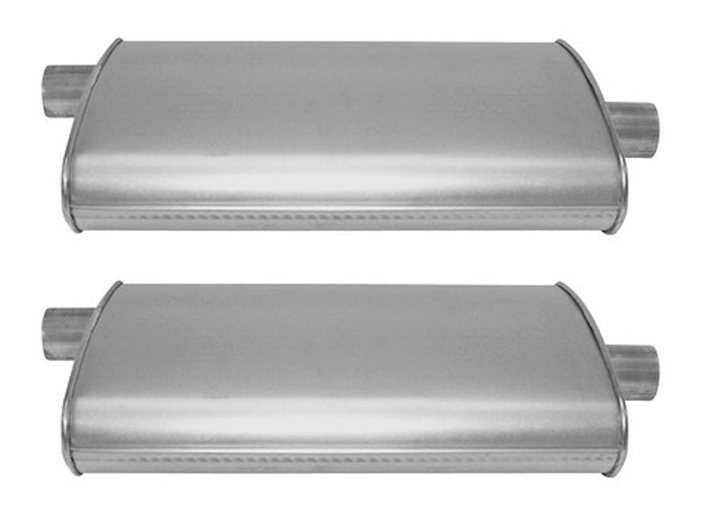 (2) 10 1/2" Oval Universal Muffler 20" OAL 2.00ID 2.00ID Offset Center