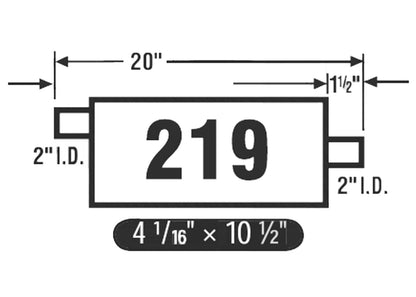(2) 10 1/2" Oval Universal Muffler 20" OAL 2.00ID 2.00ID Offset Center