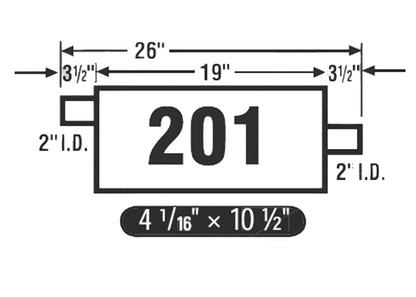 (2) 10 1/2" Oval Universal Muffler 26" OAL 2.00ID 2.00ID Offset Center