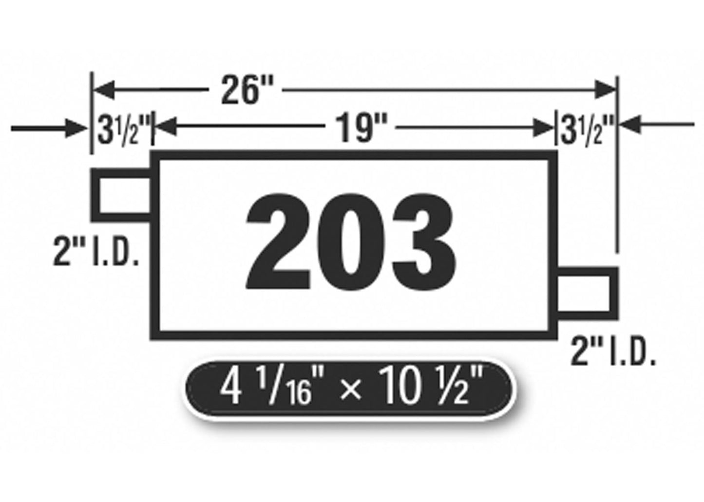 (2) 10 1/2" Oval Universal Muffler 26" OAL 2.00ID 2.00ID Offset Offset