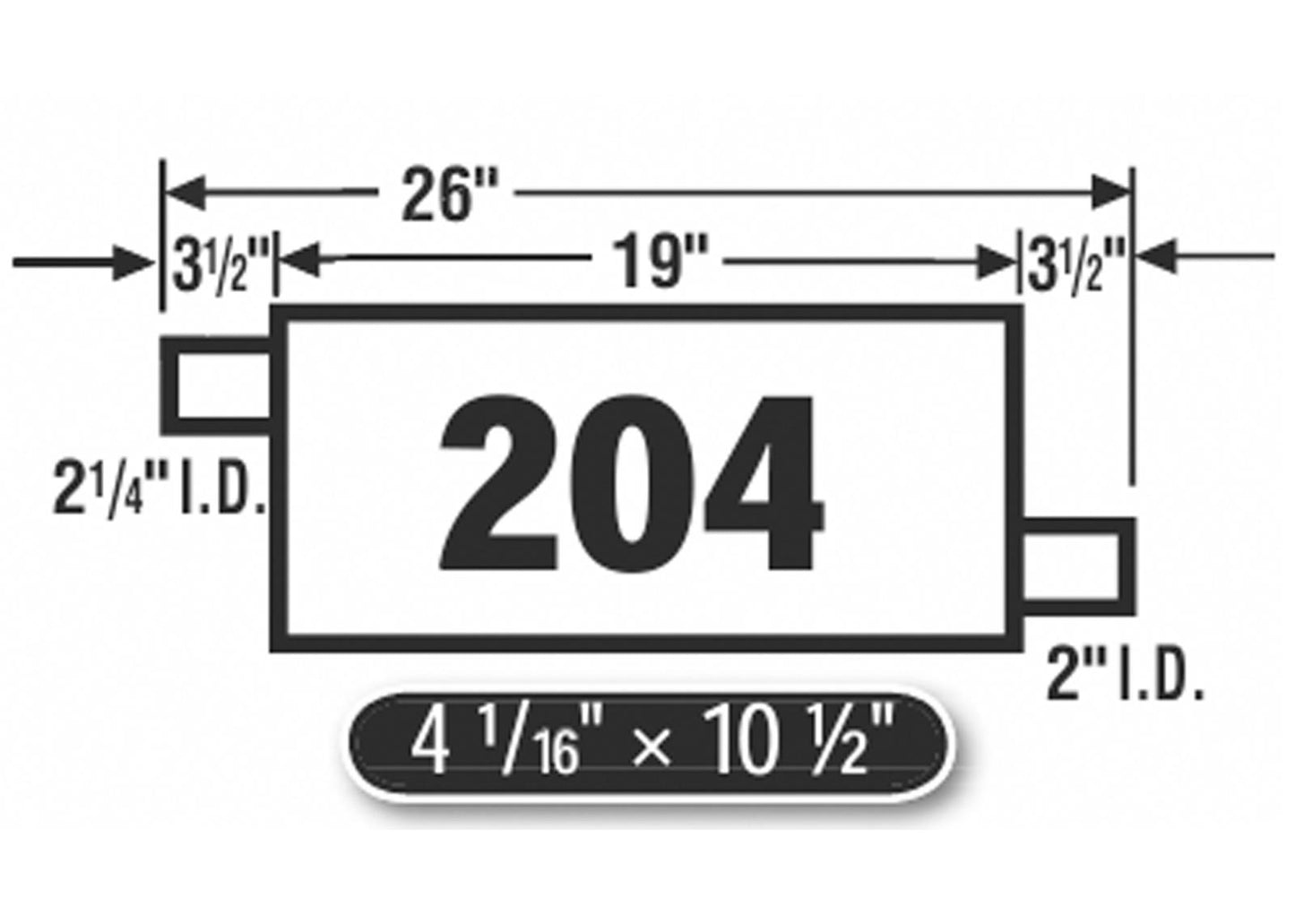 (2) 10 1/2" Oval Universal Muffler 26" OAL 2.25ID 2.00ID Offset Offset