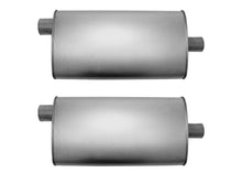 (2) 10 1/2" Oval Universal Muffler 26" OAL 2.25ID 2.25ID Offset Center