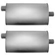 (2) 10 1/2" Oval Universal Muffler 26" OAL 2.25ID 2.25ID Offset Center