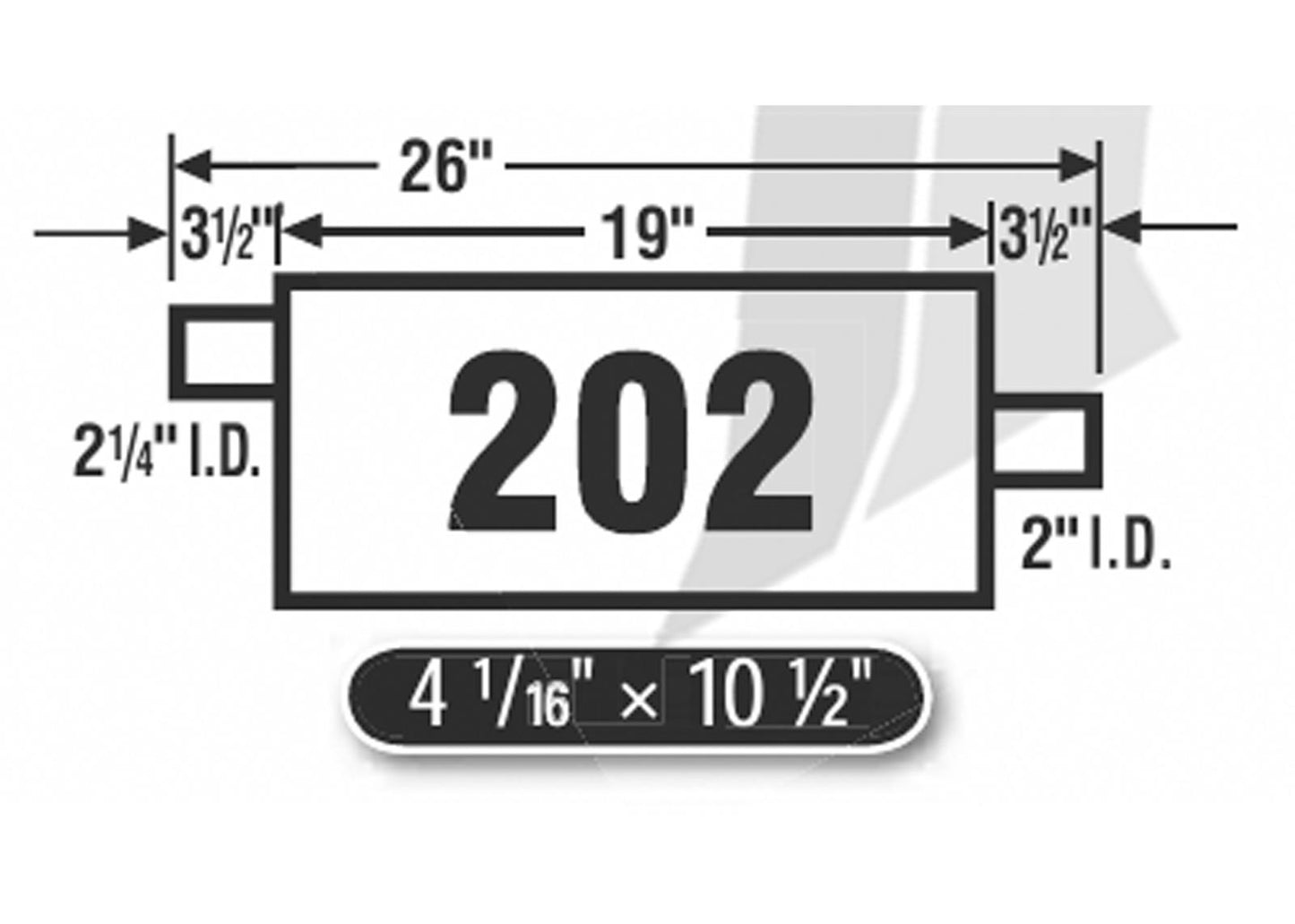 (2) 10 1/2" Oval Universal Muffler 26" OAL 2.25ID 2.00ID Offset Center