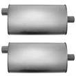 (2) 10 1/2" Oval Universal Muffler 26" OAL 2.50ID 2.25ID Offset Center