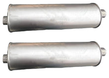 (2) 7" Inch Round Universal Muffler 28.0" OAL 3.00ID 3.00ID Center Offset
