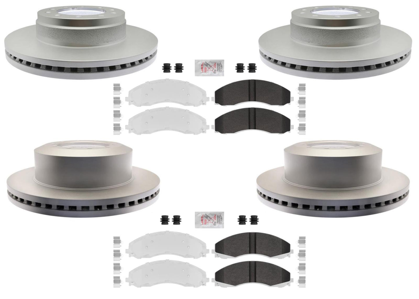 Fleet Galvanized Brake Pads Coated Rotors For 2017-22 Ford F450 F550 Super Duty