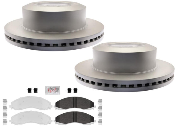 Fleet Rear Galvanized Brake Pads Coated Rotors FOR 17-22 Ford F450 Super Duty