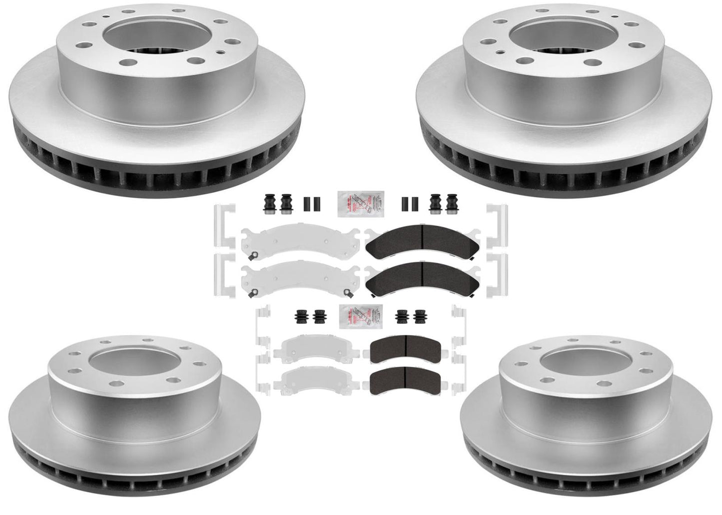Fleet Front Rear Galvanized Brake Pads & Coated Rotors For Express 4500 2009-17