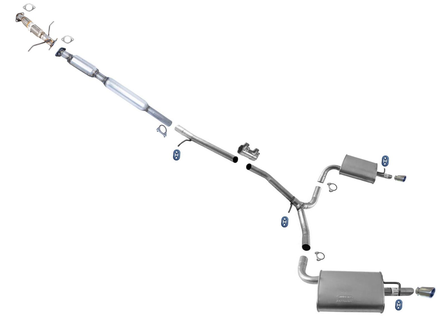 Catalytic Converter Pipe Dual Exhaust Mufflers For Ford Explorer 16-19 2.3 Turbo