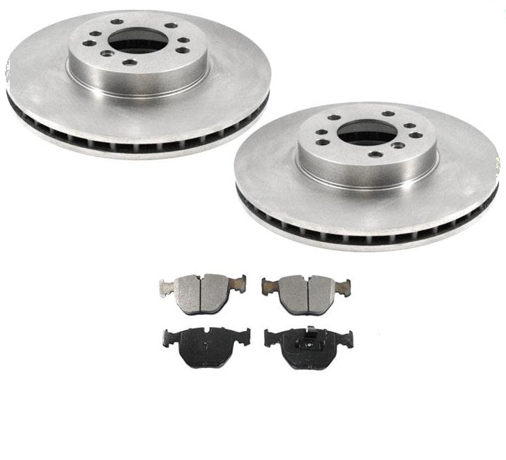 Rotores delanteros 100% nuevos con pastillas de freno delanteras de cerámica para BMW X5 2000-2006