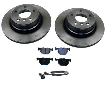 Compatible con rotores de disco de freno trasero y sensor de pastillas de cerámica de freno para BMW X5 (2) 2002-2006.