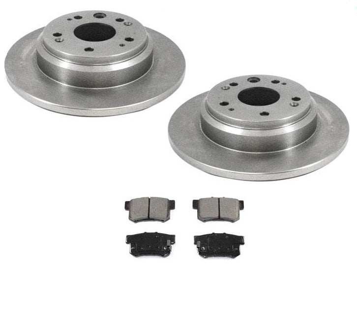 (2) New Rear Brake Rotors and Ceramic Brake Pads for Acura 3.5 RL 2002-2003
