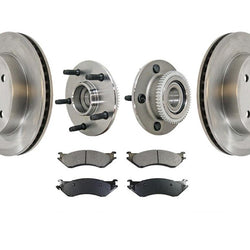 00 01 Ram Pick Up Rear Wheel Drive Ft Rotors Ceramic Pads Hub & Bearings 5Pc Kit