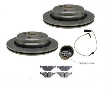 Fits BMW 525i 528i 530i 540i  Rear Brake Rotors  Brake Pads & Sensors