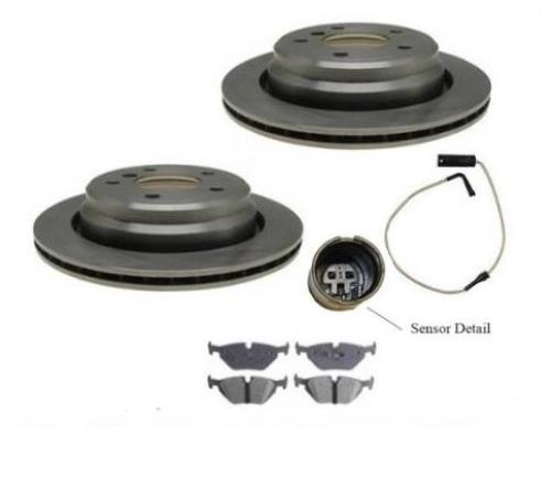 Fits BMW 525i 528i 530i 540i  Rear Brake Rotors  Brake Pads & Sensors