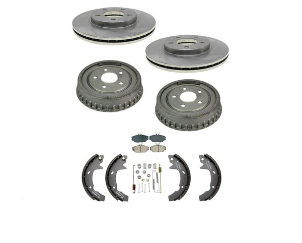 Frt & Rear Rotors & Pads Plus Drums & Shoes for 94-2000 Ford Taurus 4Dr Mercury