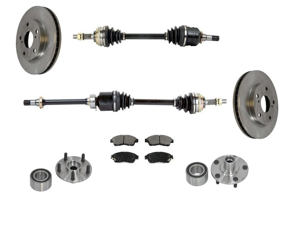 Front Axles Hub Bearings Brake Rotors & Brake Pads for Toyota Camry 2.2L 92-99