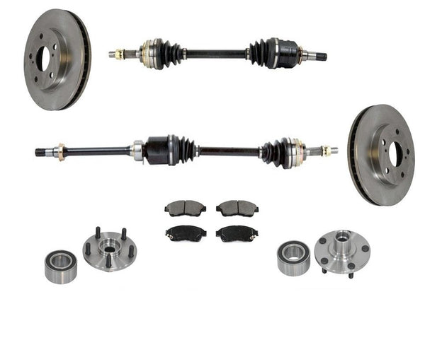 Front Axles Hub Bearings Brake Rotors & Brake Pads for Toyota Camry 2.2L 92-99