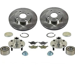 Fits 2000-04 Ford Focus Front Brake Rotors Ceramic Pads Wheel Bearing Assemblys