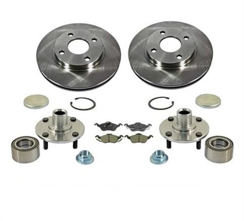 Fits 2000-04 Ford Focus Front Brake Rotors Ceramic Pads Wheel Bearing Assemblys