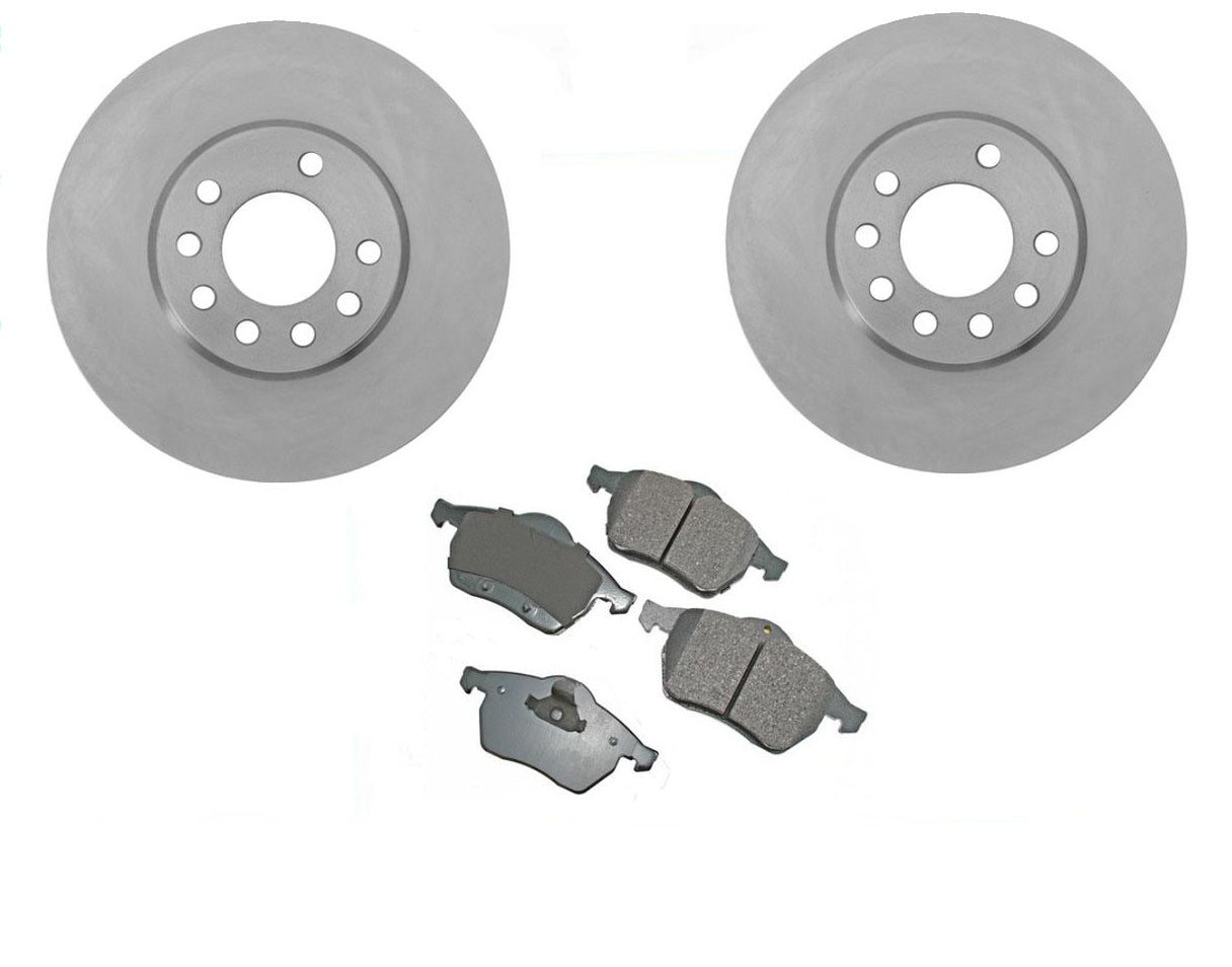 00-05 Saturn L100 L200 L300 Sedan Wagon (2) Front Brake Rotors & Ceramic Pads