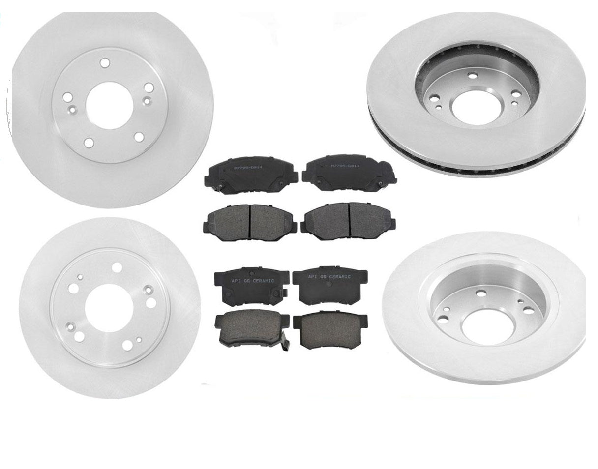 Fits 03-2007 Honda Accord 4Cly Front & Rear Brake Rotors & Ceramic Brake Pads