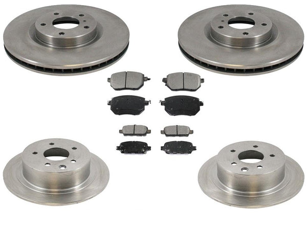 Front and Rear Disc Brake Rotors with Brake Pads for Nissan Maxima 05-08