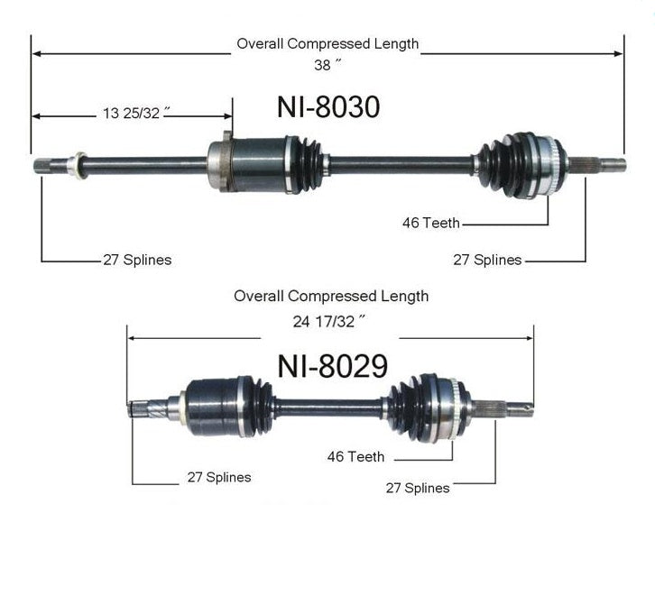 (2) 100% New Torque Tested CV Drive Axle Shafts for Nissan Maxima 89-94 SOHC