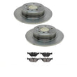 00-05 Saab 9-5 2.3L Turbo Rear Left & Right Solid Disc Brake Rotors & Brake Pads
