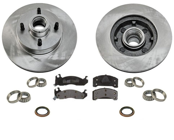 (2) Frt Brake Rotor Pads Wheel Bearings Seal for Mustang 2.3L 4 Cly 87-93
