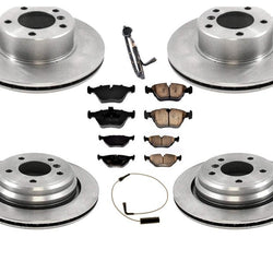 Sensores de pastillas de freno de rotores delanteros y traseros para BMW 528i 97-00