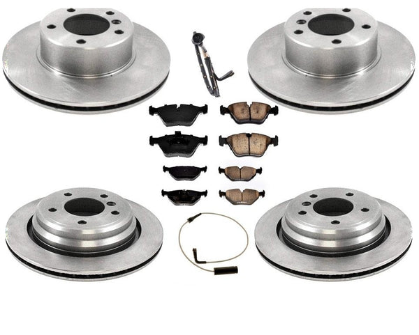Front & Rear Rotors Brake Pads Sensors for BMW 528i 97-00