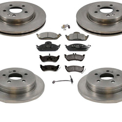 Frt & Rr Disc Rotors Ceramic Pads Sensors For Mercedes 98-03 ML320 8pc