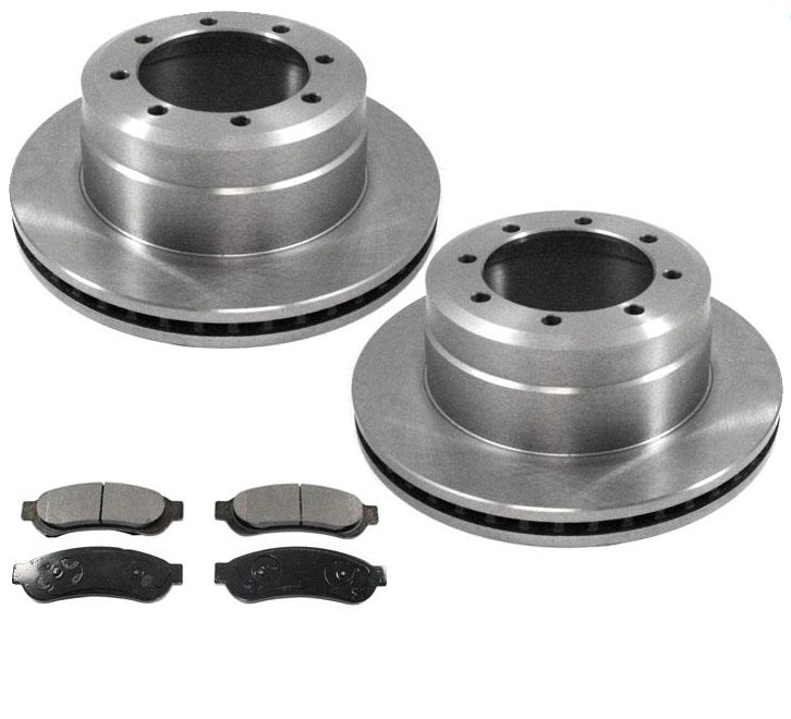 Se adapta a pastillas de rotores de disco de freno trasero Ford Super Duty F350 de rueda trasera doble 05-10
