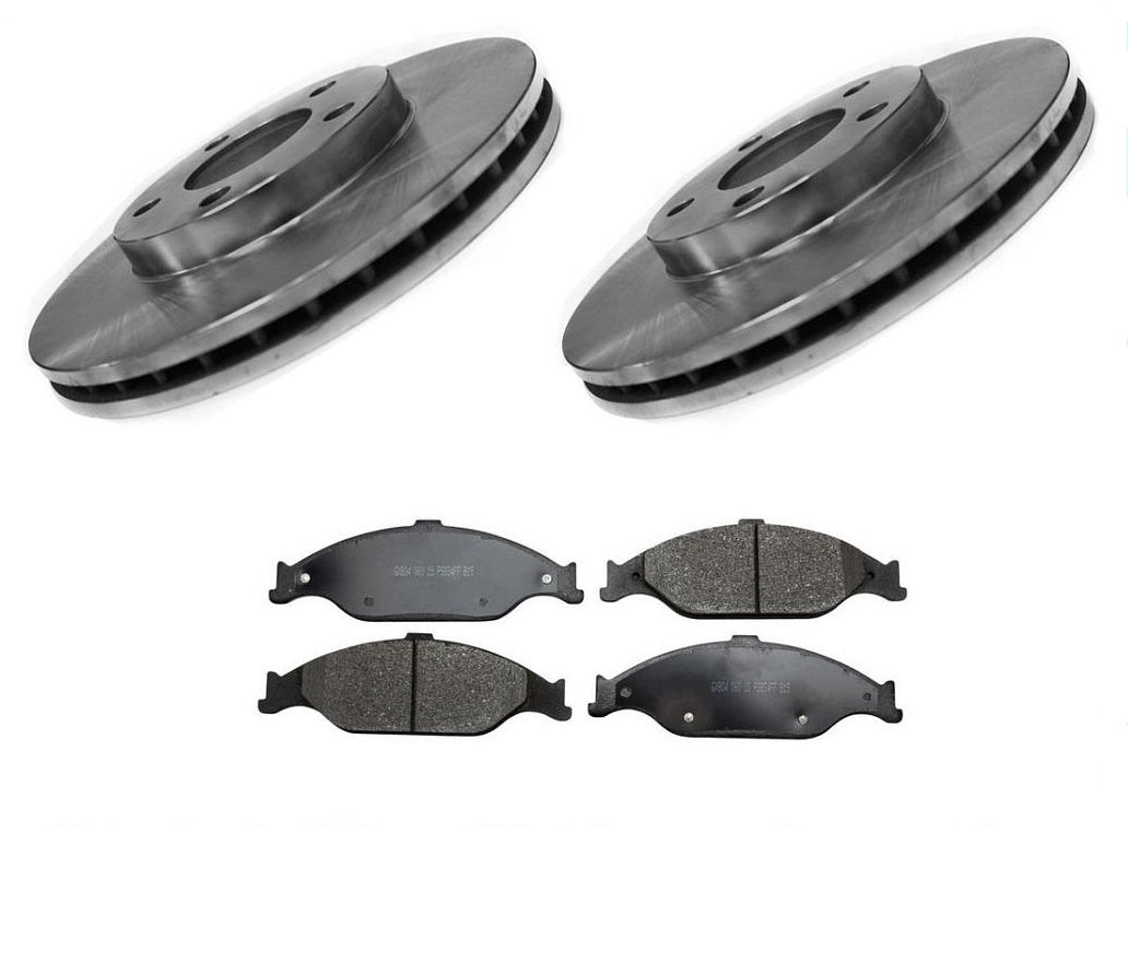 Front Brake Disc Rotors & Ceramic Brake Pads for a Ford Mustang 1999-2004