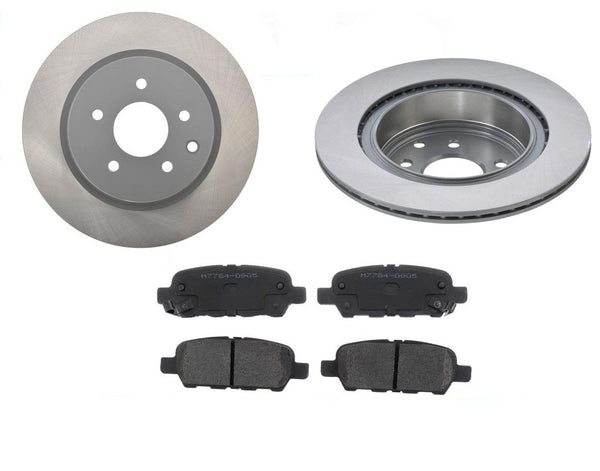 Juego de (2) rotores de freno de disco trasero y pastillas de cerámica M45 G35 M35 EX35 350z Maxima G37