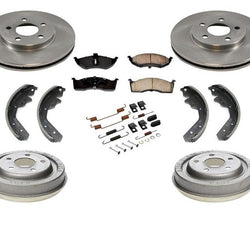 Fits 1995-99 Neon 5 Lug Rotors Ceramic Pads Rear Drums & Brake Shoes Springs 7Pc