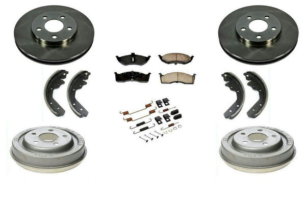 Front Rotors Rear Drums Brake Pads Shoes Spring Kit for Dodge Neon 00-05