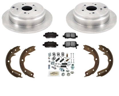 For 02-04 Honda Odyssey Rear Brake Disc Rotors Pads Parking Brake Shoe + Springs